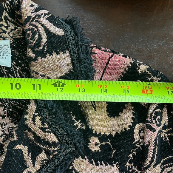 CHICO’S Fringed Tapestry Blazer, Black Pink Paisley (Size 1) 8 Medium M - Picture 8 of 10